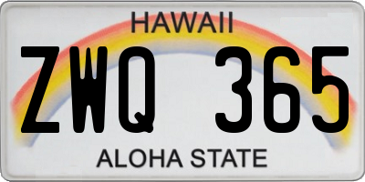 HI license plate ZWQ365