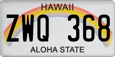 HI license plate ZWQ368