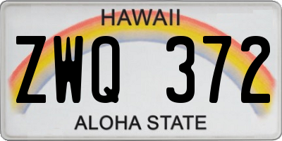HI license plate ZWQ372