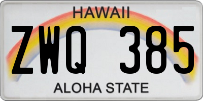 HI license plate ZWQ385