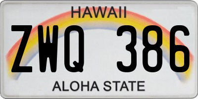 HI license plate ZWQ386