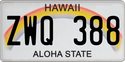 HI license plate ZWQ388