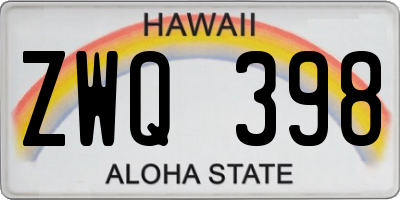 HI license plate ZWQ398