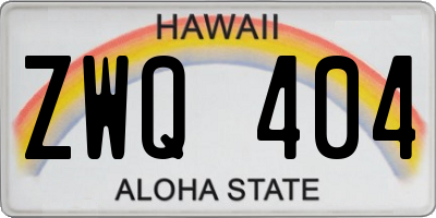 HI license plate ZWQ404