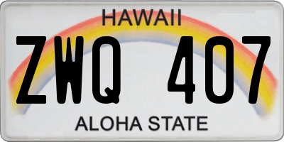 HI license plate ZWQ407