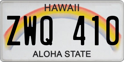 HI license plate ZWQ410