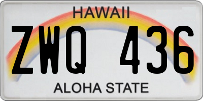 HI license plate ZWQ436
