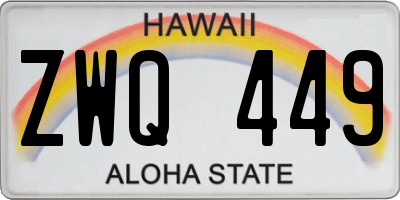 HI license plate ZWQ449