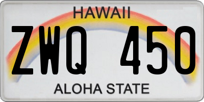 HI license plate ZWQ450