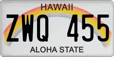 HI license plate ZWQ455