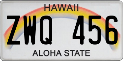 HI license plate ZWQ456