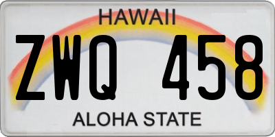 HI license plate ZWQ458