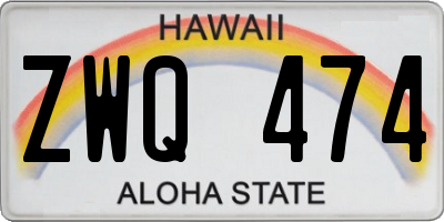 HI license plate ZWQ474