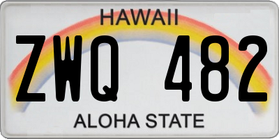 HI license plate ZWQ482