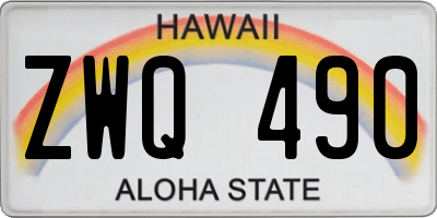 HI license plate ZWQ490