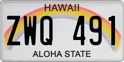 HI license plate ZWQ491