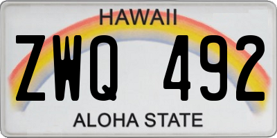 HI license plate ZWQ492