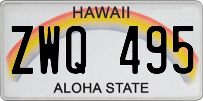 HI license plate ZWQ495
