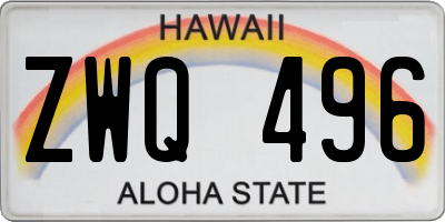 HI license plate ZWQ496
