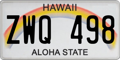 HI license plate ZWQ498