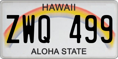 HI license plate ZWQ499