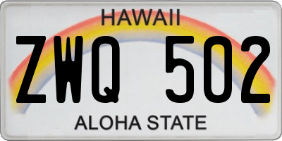 HI license plate ZWQ502