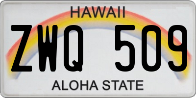 HI license plate ZWQ509