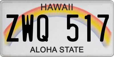 HI license plate ZWQ517
