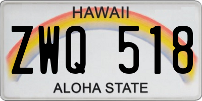 HI license plate ZWQ518