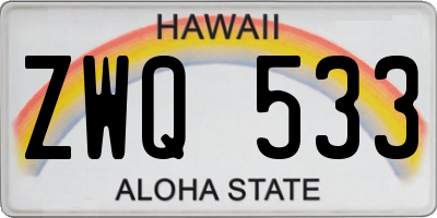 HI license plate ZWQ533