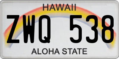 HI license plate ZWQ538