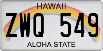 HI license plate ZWQ549
