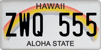 HI license plate ZWQ555
