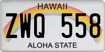 HI license plate ZWQ558