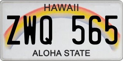 HI license plate ZWQ565