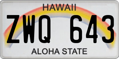 HI license plate ZWQ643