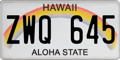 HI license plate ZWQ645