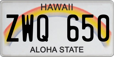 HI license plate ZWQ650