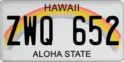 HI license plate ZWQ652