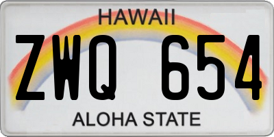 HI license plate ZWQ654