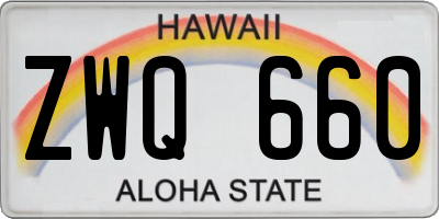 HI license plate ZWQ660