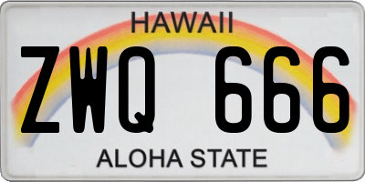 HI license plate ZWQ666