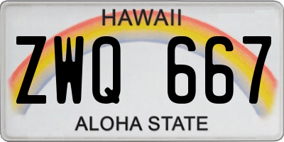 HI license plate ZWQ667