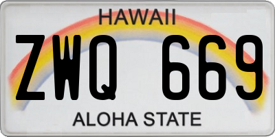 HI license plate ZWQ669
