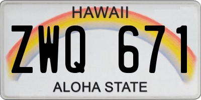 HI license plate ZWQ671