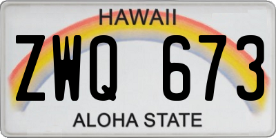 HI license plate ZWQ673