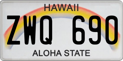 HI license plate ZWQ690