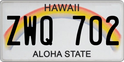 HI license plate ZWQ702