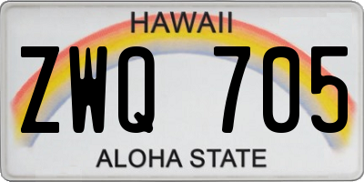 HI license plate ZWQ705