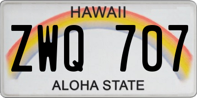 HI license plate ZWQ707